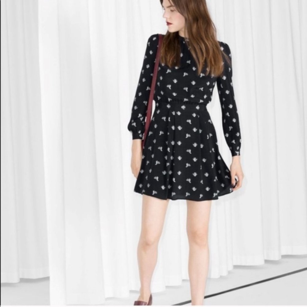 & other stories minimal print black dress.